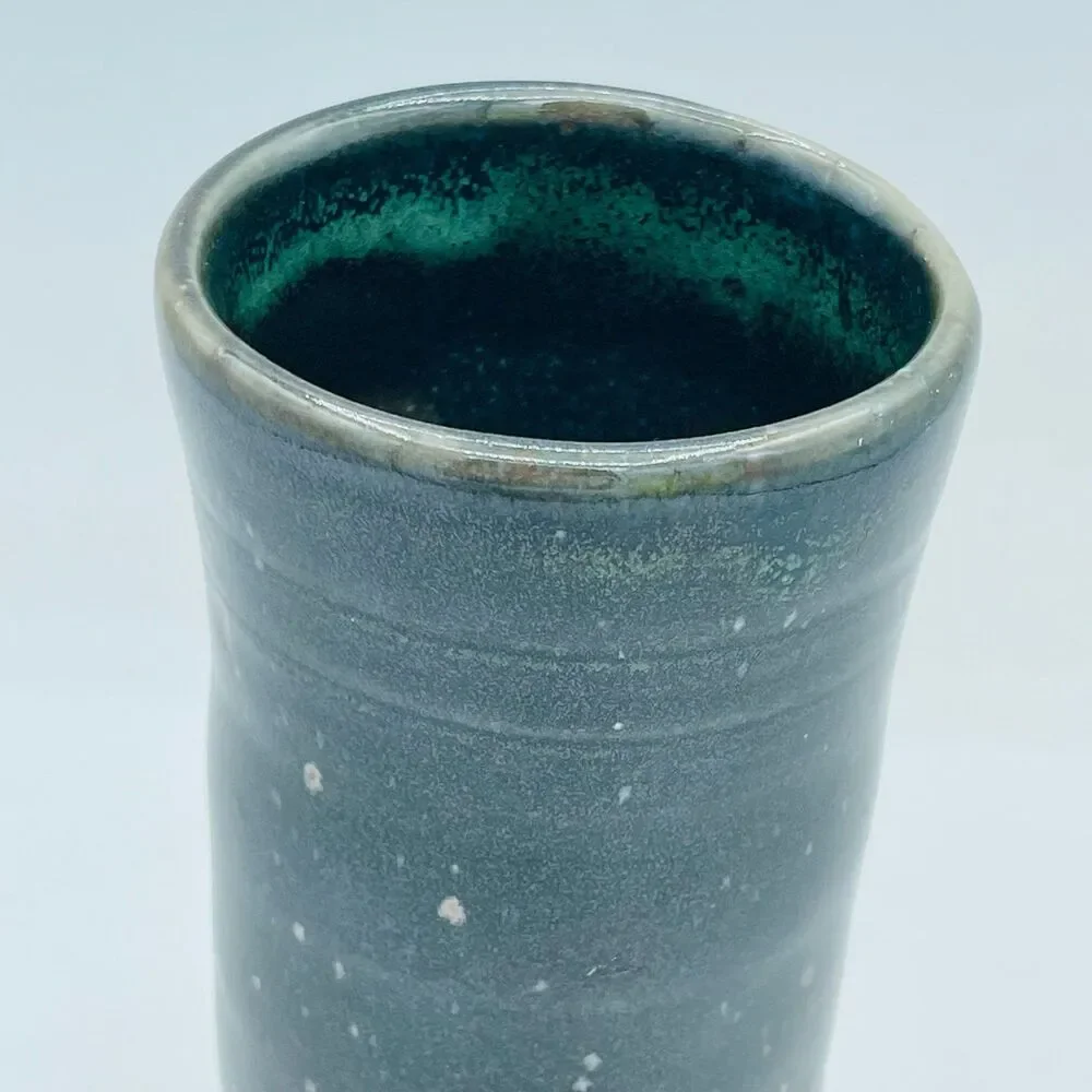 Tall Slender Cylinder Shaped Studio Art Vase Pottery Signed Tina RB Footprint